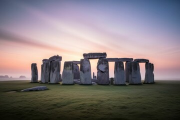 Stonehenge at sunset, generative AI