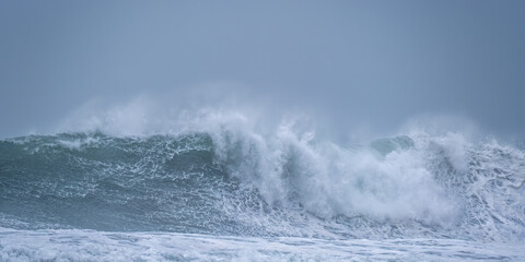 crashing waves of the coast of cornwall england uk 