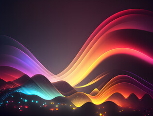 Illustration of abstract realm background with neon light color, Generative AI image