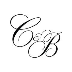 CB Calligraphy Monogram initial letters logo