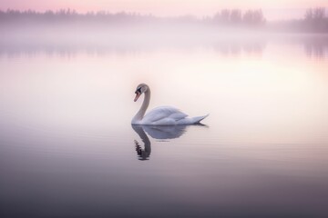 Obraz premium swans on the lake, generative AI