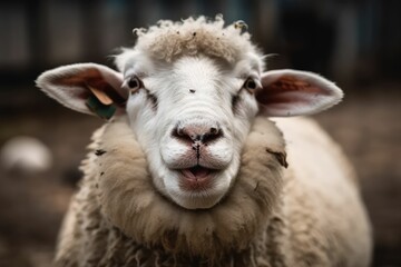 sunny sheep portrait close up super high quality, generative AI