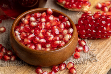 red pomegranate without peel with lots of sweet seeds