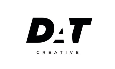 DAT letters negative space logo design. creative typography monogram vector