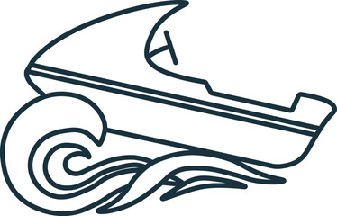 Jetboat line icon. Monochrome simple Jetboat outline icon for templates, web design and infographics
