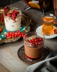 Coffee creamy fruit cocktail with whole fruit still life