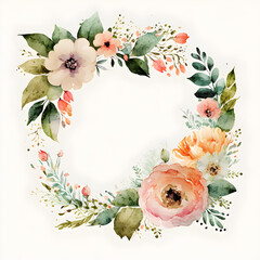 Floral frame in watercolor style. Illustration by Generative Ai
