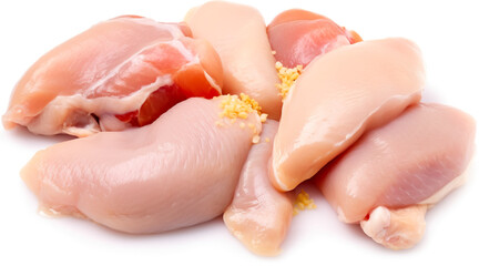 Fresh raw chicken isolated on white Background. Generative AI