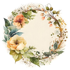 Floral frame in watercolor style. Illustration by Generative Ai
