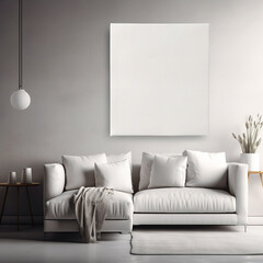 a white mockup canvas on wall