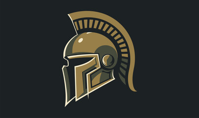 Spartan helmet logo mascot template, vector icon Illustration