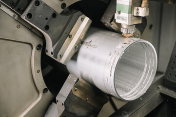 Laser cutting machine for metal pipes. Laser cutting factory