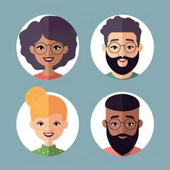 Diversity in office, cartoon avatar. Generative ai