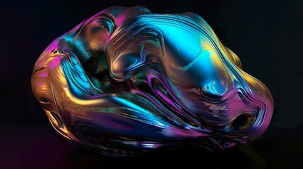 Obraz premium Iridescent Euphoria: An Otherworldly Image of an Abstract 3D Render