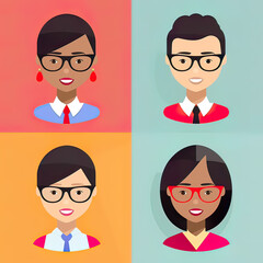 Fototapeta premium Diversity in office, cartoon avatar. Generative ai