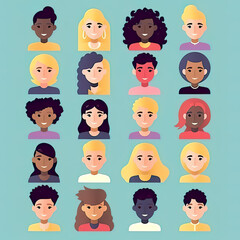 Diversity of office workers. cartoon avatar. Generative ai