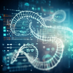 Obraz premium Computing electronic medical record. DNA. Digital healthcare and network connection on virtual interface, medical technology and innovation concept