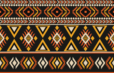 Ikat geometric folklore ornament. Tribal ethnic vector texture. Seamless striped pattern in Aztec style. Figure tribal embroidery. Indian, Scandinavian, Gypsy, Mexican, folk pattern. Boho chic design.