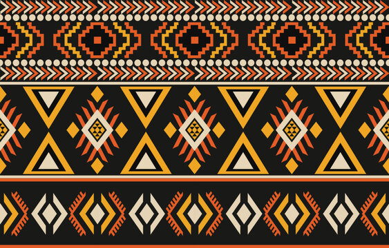 Ikat geometric folklore ornament. Tribal ethnic vector texture. Seamless striped pattern in Aztec style. Figure tribal embroidery. Indian, Scandinavian, Gypsy, Mexican, folk pattern. Boho chic design.