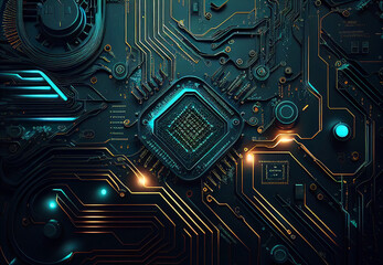 Abstract Technology Background For Computer Graphic Website Circuit Board Background Cpu Microchip Abstract Conductor Scheme And Other Circuit Components. Computer Motherboard Digital 