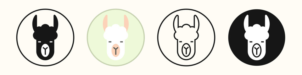 Lama icon set. Alpaca muzzle, llama head logo © ti555design