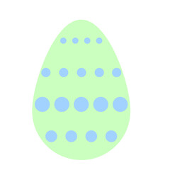 Simple flat pastel green easter egg with blue dots pattern ornament