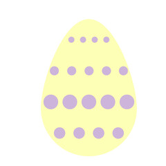 Simple flat easter yellow  egg with purple pink dots pattern ornament