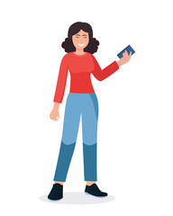 woman using smartphone isolated illustration