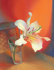 oil painting. lili flower. illustration.