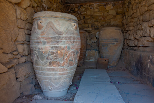 Amphoras at Minoan Palace of Phaistos at Greek island Crete