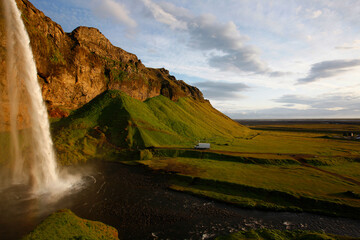 landscape with a waterfall in Iceland