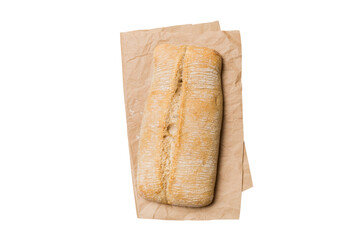 Fresh Homemade Whole Wheat Bread. bread on napkin isolated on white background, fresh bread top view
