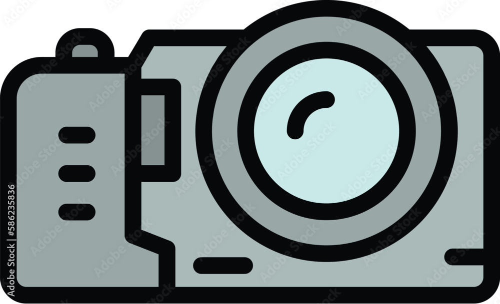 Poster safari camera icon. outline safari camera vector icon for web design isolated on white background co