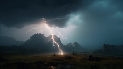 Elemental power with stormy skies and lightning - Generative AI