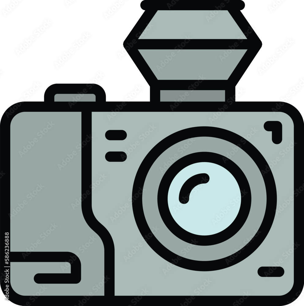 Poster trip video camera icon. outline trip video camera vector icon for web design isolated on white backg