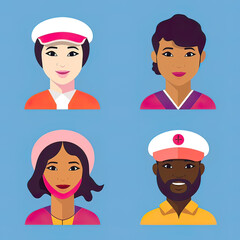 Fototapeta premium Diversity avatars characters people Of occupation. People with different profession. Generative ai