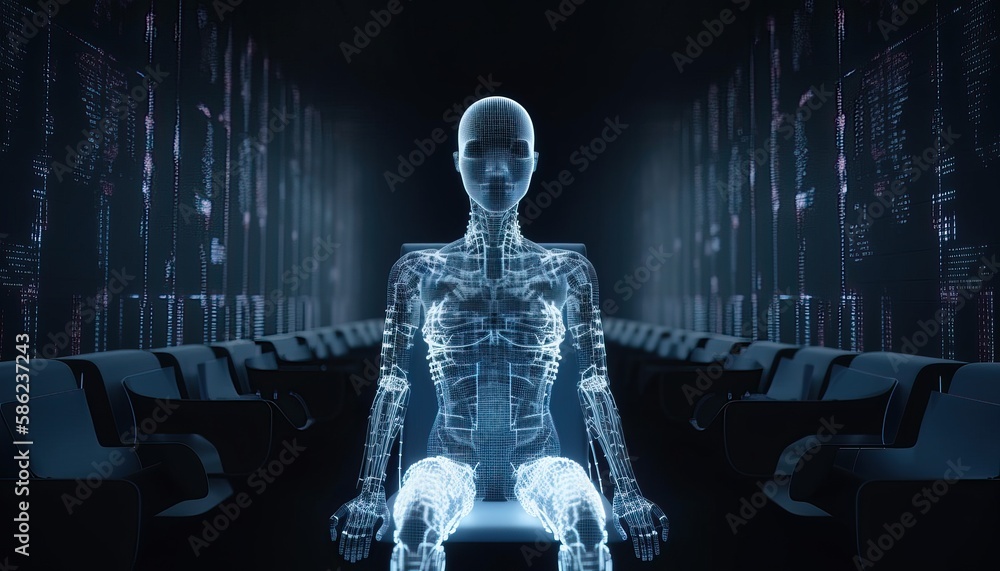 Poster ai, machine learning, big data network, rotot learning. internet and digital technology, science and