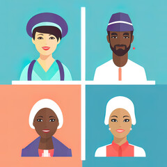 Diversity avatars characters people Of occupation. People with different profession. Generative ai