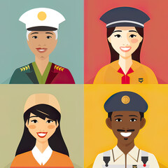 Diversity avatars characters people Of occupation. People with different profession. Generative ai