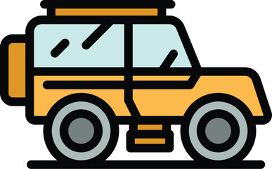 Safari jeep icon. Outline Safari jeep vector icon for web design isolated on white background color flat