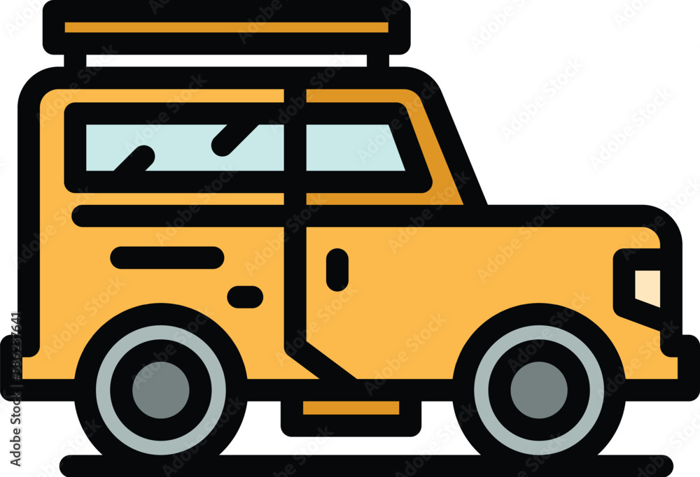 Poster safari suv icon. outline safari suv vector icon for web design isolated on white background color fl