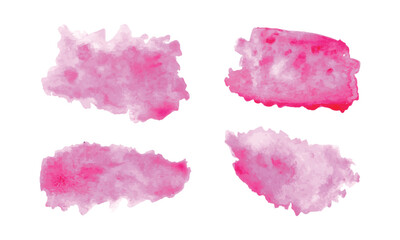Hand drawn pink watercolor brush stroke design vector set. Vector hand drawn watercolor stroke