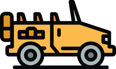 Safari hunting jeep icon. Outline Safari hunting jeep vector icon for web design isolated on white background color flat