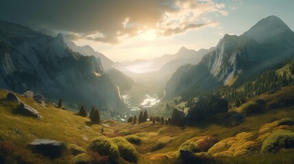 Majestic landscape with awe-inspiring vistas - Generative AI