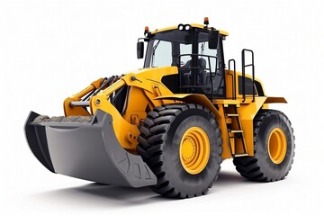 Fototapeta premium Isolated Wheel Loader on White Background, Generative AI