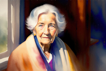 An elderly elegant woman's portrait