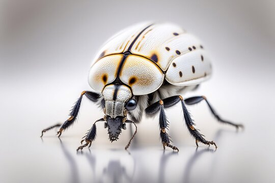 Macro photography of white beetle. Generative AI
