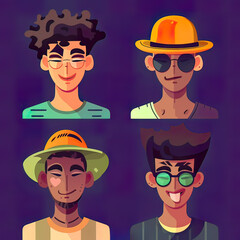 Diversity avatar in stylish outfit. avatar cartoon. Generative ai