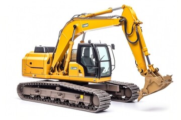 Isolated Excavator on White Background.