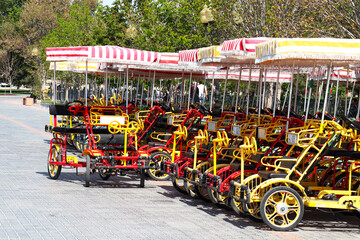 rent multi-seat bicycles taxi in the park